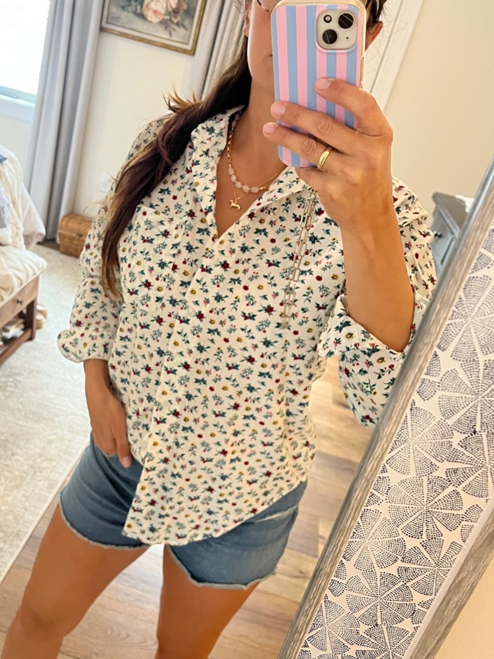 Women’s long sleeve floral button down